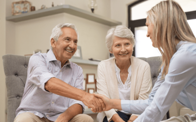 Agent selling final expense insurance to a senior couple.