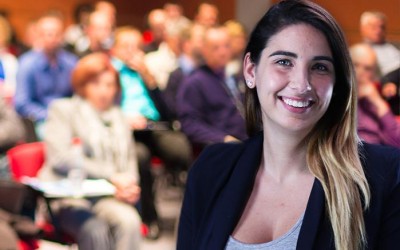 Lead Concepts employee pictured in front of an audience.